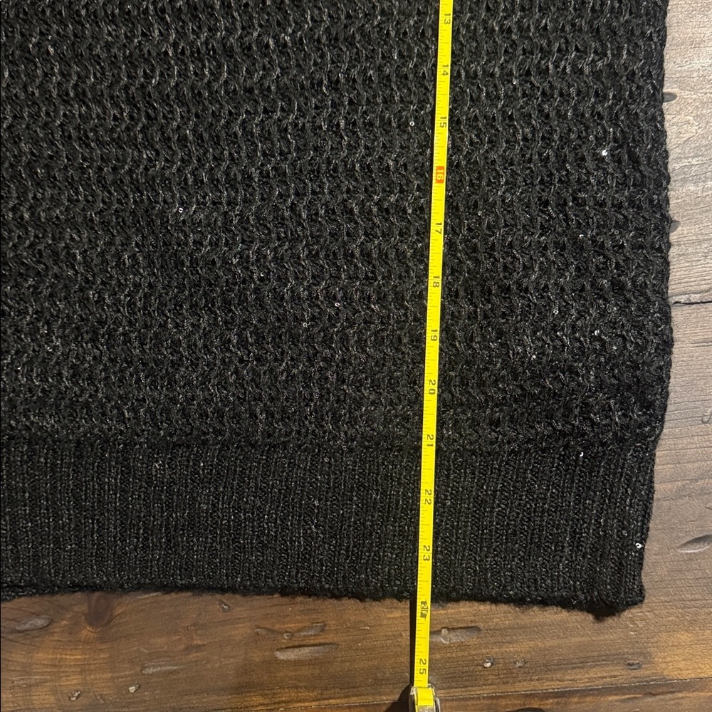 DKNY Black Textured Knit Sequins Crewneck Sweater - Picture 6 of 10